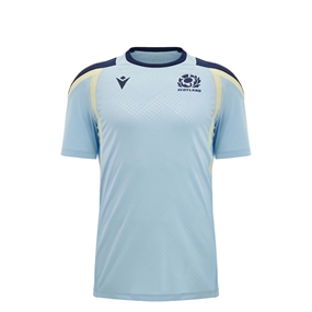 Scotland Kids Training Shirt 26/27 Blue and Sand - Front View