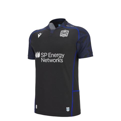 Glasgow Warriors Kids Home Rugby Shirt 25/26 Black - Front Glasgow Warriors Kids Home Rugby Shirt 25/26 Black - Front