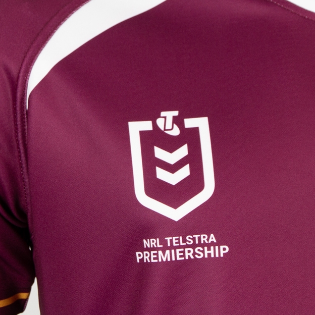Brisbane Broncos Kids Supporters Shirt 2026 Maroon - NRL Logo Close-up