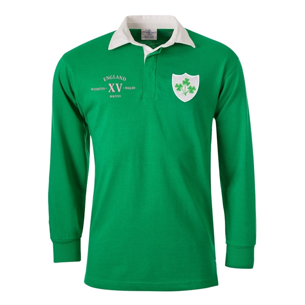 Ireland Adults Classic XV Rugby Shirt Long Sleeve Bright Green - Front