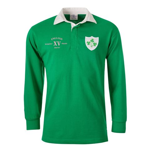 Ireland Adults Classic XV Rugby Shirt Long Sleeve Bright Green - Front Ireland Adults Classic XV Rugby Shirt Long Sleeve Bright Green - Front