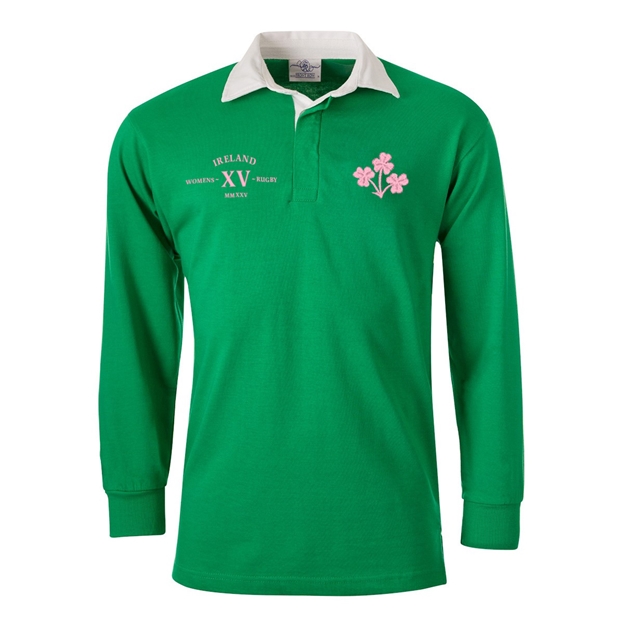 Womens World Cup Ireland Adults Classic Rugby Shirt Bright Green - Front