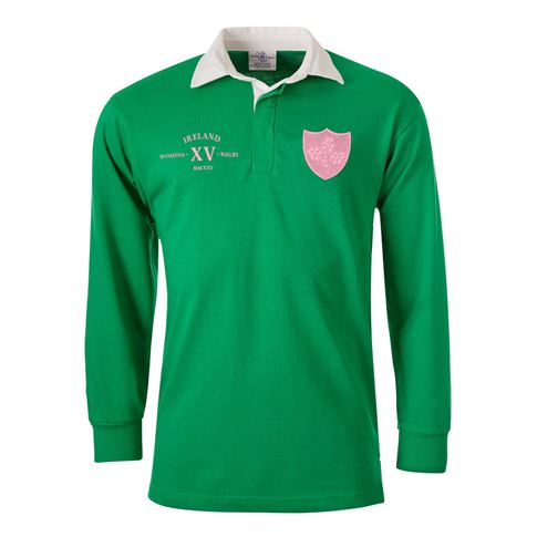 Womens World Cup Ireland Adults Classic Rugby Shirt Bright Green - Front Womens World Cup Ireland Adults Classic Rugby Shirt Bright Green - Front