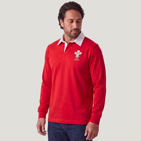 Wales 1881 Heritage Pure Cotton Rugby Shirt – Long Sleeve Red