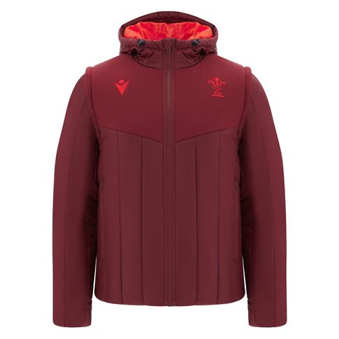 Wales Mens Travel Padded Bomber Jacket 25/26 Dark Red - Front Wales Mens Travel Padded Bomber Jacket 25/26 Dark Red - Front