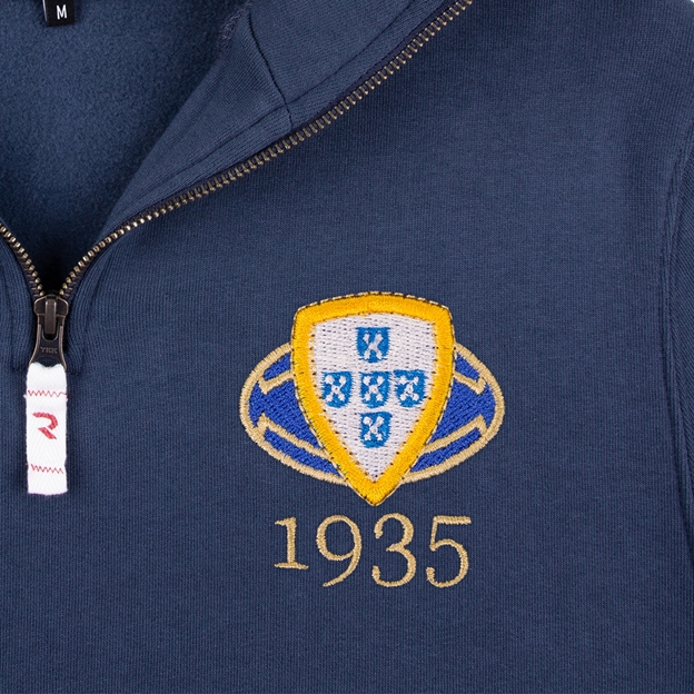 Portugal 1935 Pure Cotton Half Zip Sweatshirt - Petrol Blue