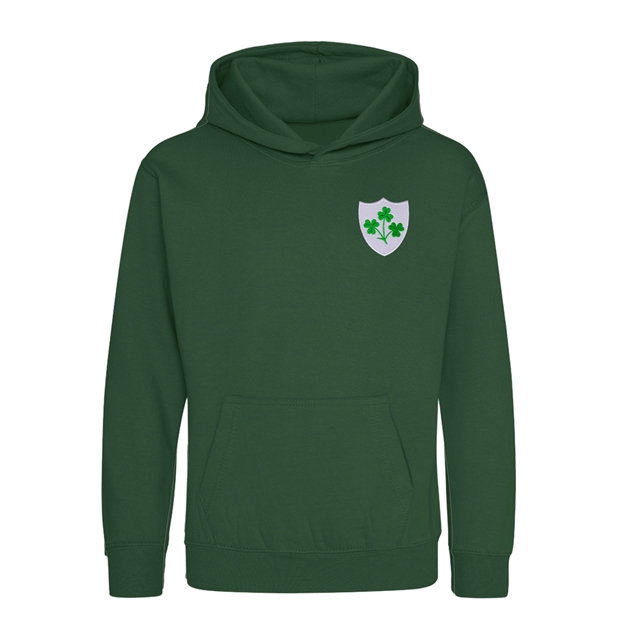 Ireland Kids Classic Hoodie Bottle Green - Front View