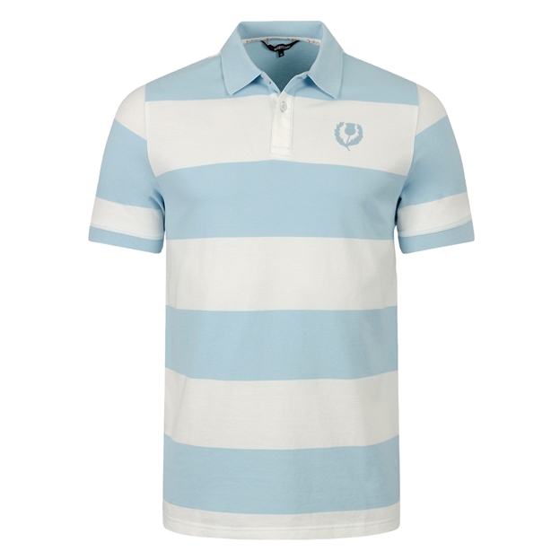 Scotland 1990 Heritage Pure Cotton Polo - Sky Blue/White