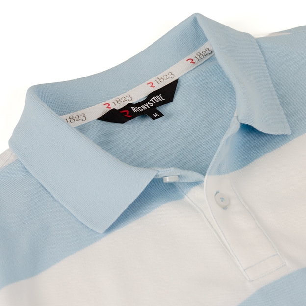 Scotland 1990 Heritage Pure Cotton Polo - Sky Blue/White