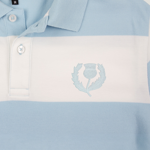 Scotland 1990 Heritage Pure Cotton Polo - Sky Blue/White