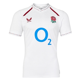 England Mens Home Pro Rugby Shirt 26/27 Brilliant White - Front View