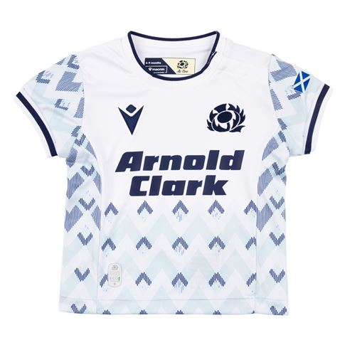 Scotland Babies Away Rugby Shirt 26/27 White, Sand and Navy - Front View