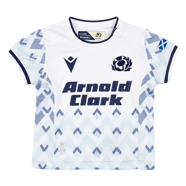 Scotland Babies Away Rugby Shirt 26/27 White, Sand and Navy - Front View