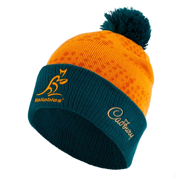 Australia Adults Bobble Beanie 2026 Gold - Front