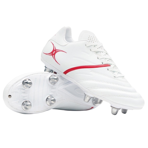 Gilbert Kids Sidestep X20 6 Stud Soft Ground Rugby Boots White - Front