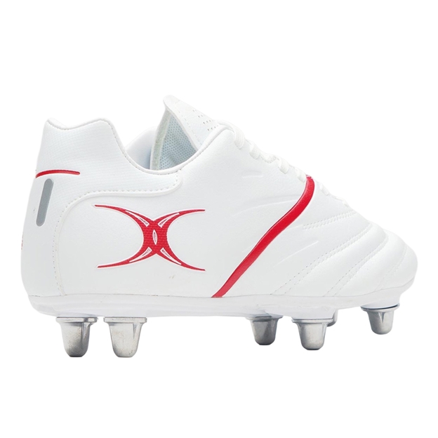 Gilbert Kids Sidestep X20 6 Stud Soft Ground Rugby Boots White - Heel
