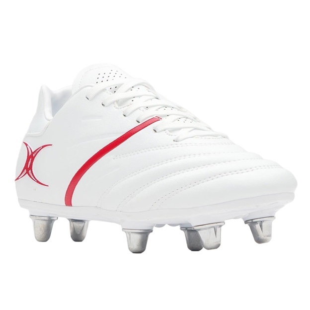 Gilbert Kids Sidestep X20 6 Stud Soft Ground Rugby Boots White - Toe