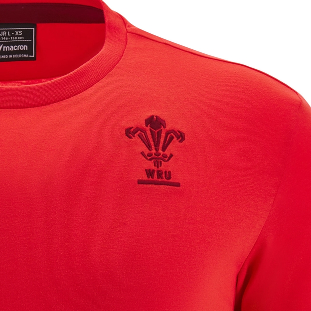 Wales Junior Travel Cotton T-Shirt 25/26 Red - WRU Embroidery