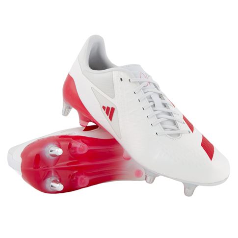 adidas Antoine Dupont Adults Adizero RS15 Pro Soft Ground Boots White/Red - Front View