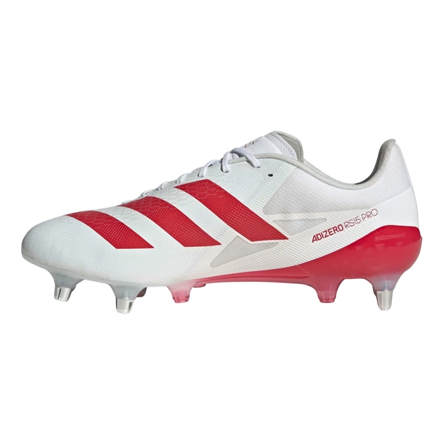 adidas Antoine Du Pont Adults Adizero RS15 Pro Soft Ground Boots White/Red - Instep