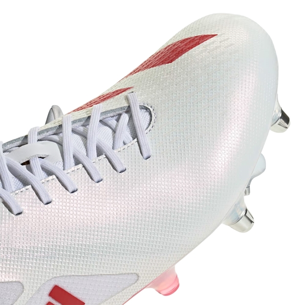 adidas Antoine Du Pont Adults Adizero RS15 Pro Soft Ground Boots White/Red - Toe Close-up