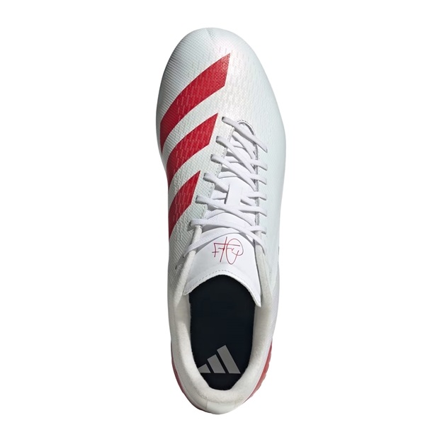 adidas Antoine Du Pont Adults Adizero RS15 Pro Soft Ground Boots White/Red - Top View