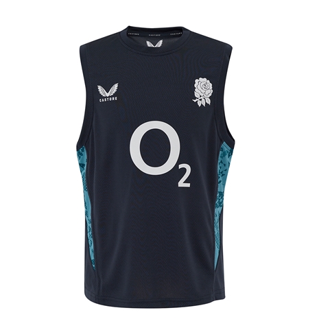 England Kids Performance Sleeveless Tee 25_26 Inkwell_Storm Blue - Front