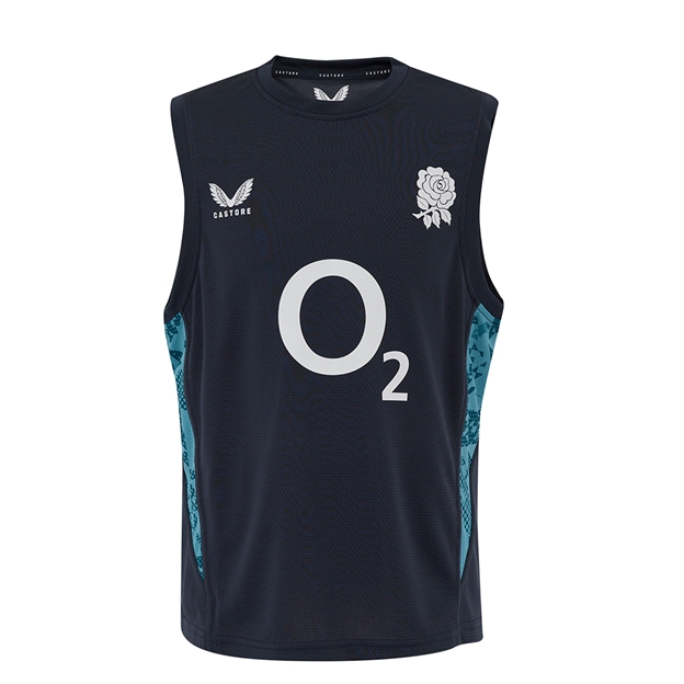 England Kids Performance Sleeveless Tee 25_26 Inkwell_Storm Blue - Front
