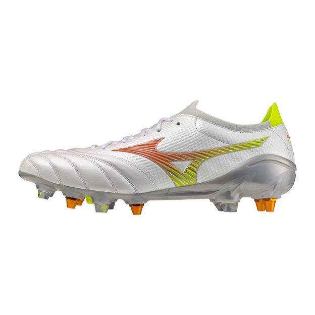 Mizuno Adults Morelia Neo V β Japan MIX Soft Ground Rugby Boots White - Outstep View