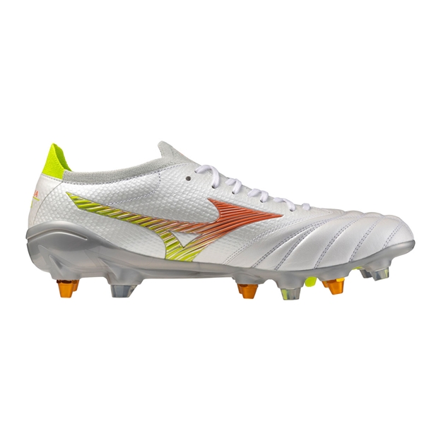 Mizuno Adults Morelia Neo V β Japan MIX Soft Ground Rugby Boots White - Instep View