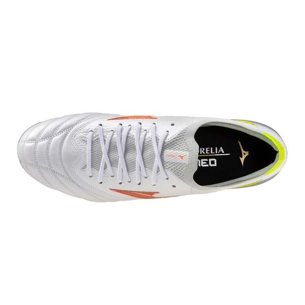 Mizuno Adults Morelia Neo V β Japan MIX Soft Ground Rugby Boots White - Top View