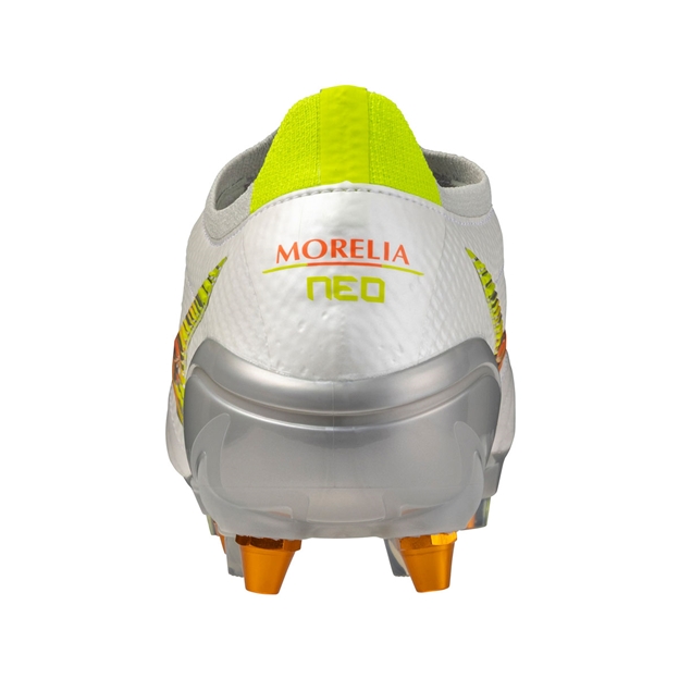 Mizuno Adults Morelia Neo V β Japan MIX Soft Ground Rugby Boots White - Heel View