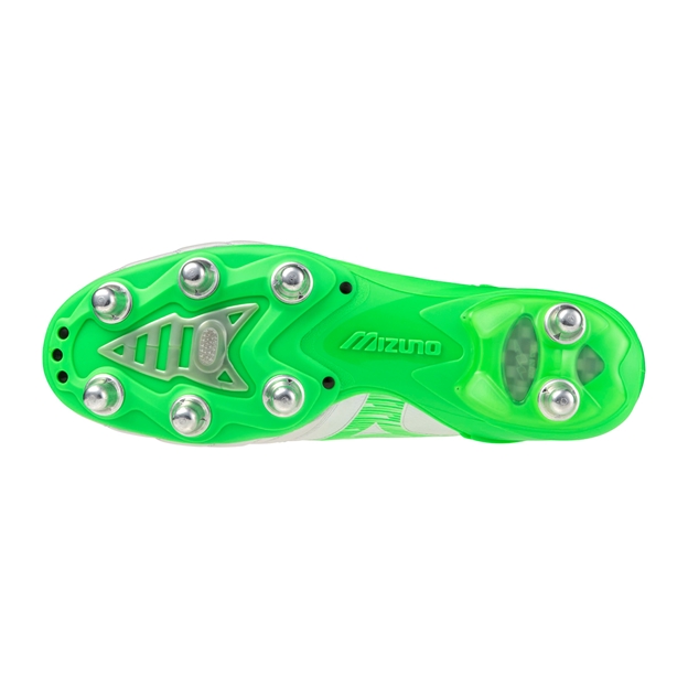 Mizuno Adults Morelia Neo IV Beta Elite SI Soft Ground Rugby Boots - White-Green