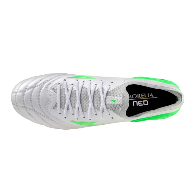 Mizuno Adults Morelia Neo IV Beta Elite SI Soft Ground Rugby Boots - White-Green