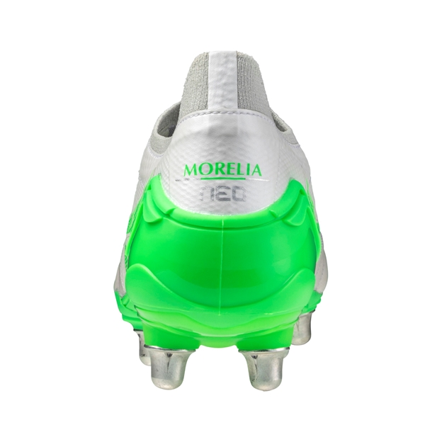 Mizuno Adults Morelia Neo IV Beta Elite SI Soft Ground Rugby Boots - White-Green
