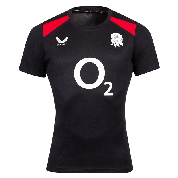England Mens Contact Shirt 26/27 Castore Black - Front View