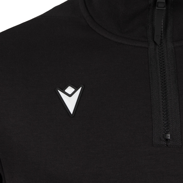 Barbarians Mens Athleisure 1/4 Zip 26/27 Black - Macron Logo Close-up