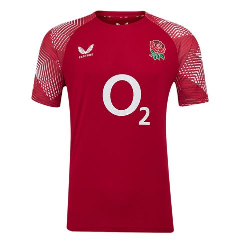 England Mens Warm up Jersey 25-26 Jester Red:Brilliant White - Front England Mens Warm up Jersey 25-26 Jester Red:Brilliant White - Front