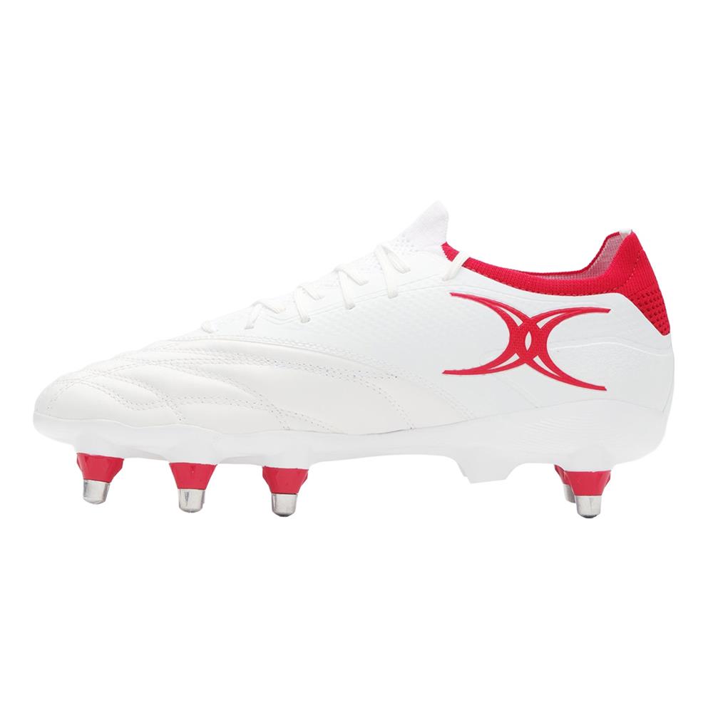 Gilbert Icon Players 8 Stud Soft Ground Rugby Boots - White/Red ...