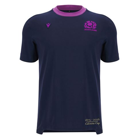 Scotland Mens Limited Edition Calcutta Cup Since 1879 Athleisure Cotton T-Shirt 25/26 Navy - Front