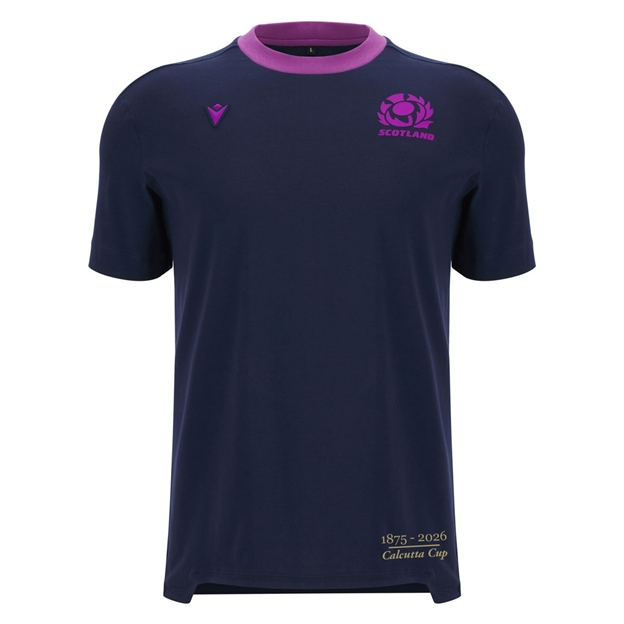 Scotland Mens Limited Edition Calcutta Cup Since 1879 Athleisure Cotton T-Shirt 25/26 Navy - Front
