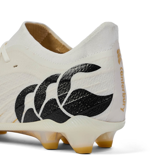 Canterbury Adults Speed Falcon Elite Firm Ground Rugby Boots - White - Heel