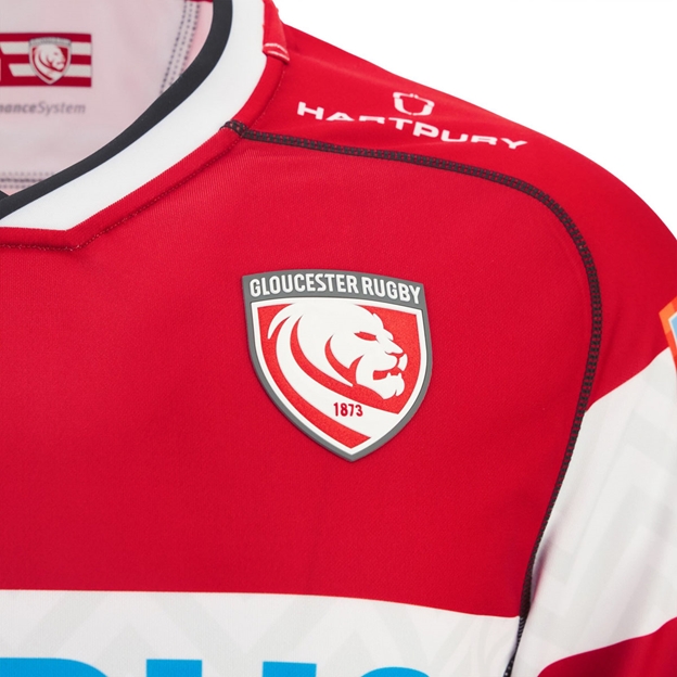 Gloucester Kids Home Rugby Shirt 25/26 Red - Gloucester Rugby Badge
