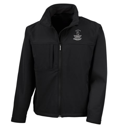 St Ronans Silver Band Mens Softshell Jacket Black - Front View