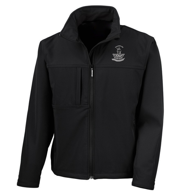 St Ronans Silver Band Mens Softshell Jacket Black - Front View