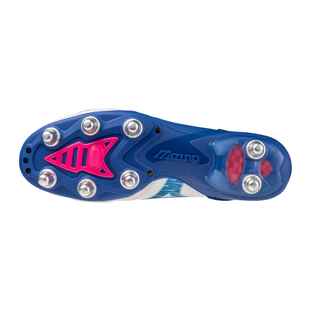 Mizuno Adults Morelia Neo IV Β Elite SI Soft Ground Rugby Boots White/Turquoise/Pink - Soleplate