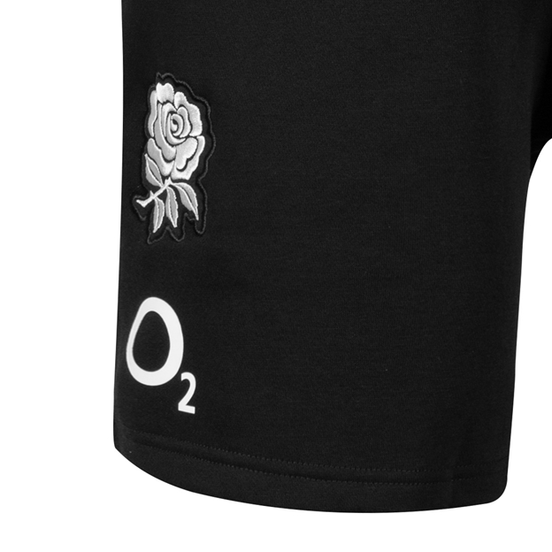 England Mens Off Pitch Shorts 26/27 Castore Black - RFU Rose Close-up
