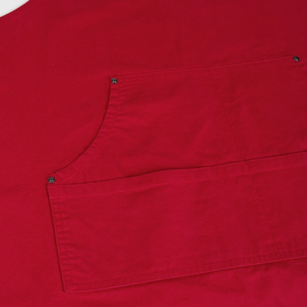 Wales Cotton Apron Red - Front Pockets Close-up