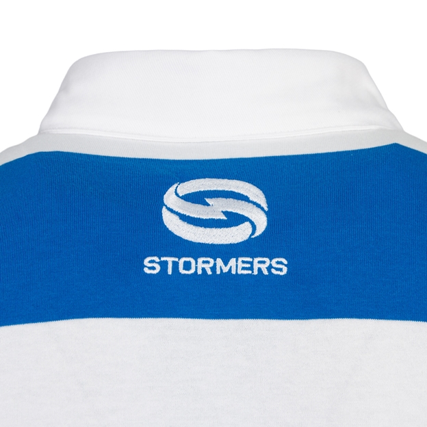 Stormers Mens Heritage Polo Rugby Shirt 25/26 Blue/White - Nape Close-up