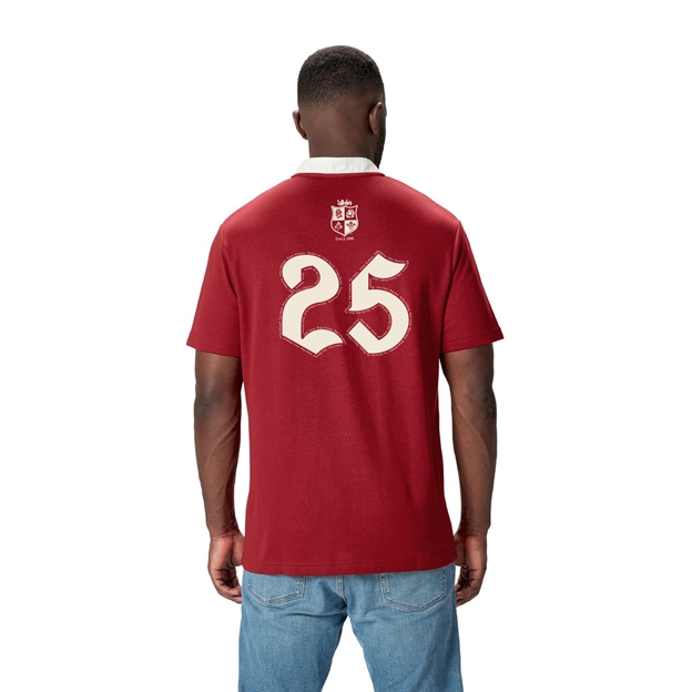 British and Irish Lions Adults Winners Short Sleeve Classic Rugby Shirt Red - Model Back